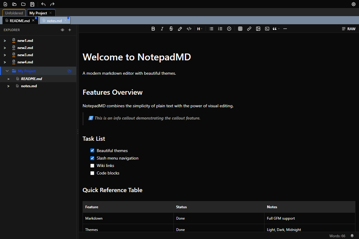 NotepadMD Dark Theme